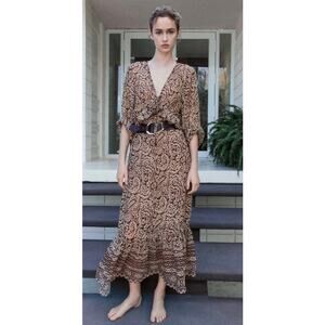 ZARA Printed Midi Dress stunning Print Barely worn XS